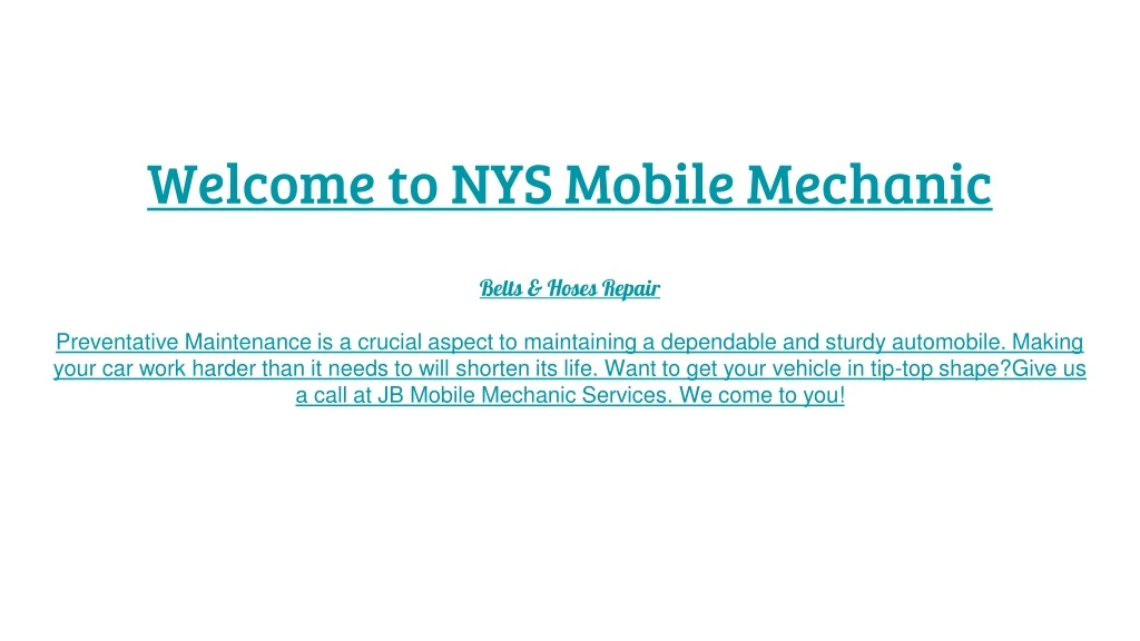 welcome to nys mobile mechanic