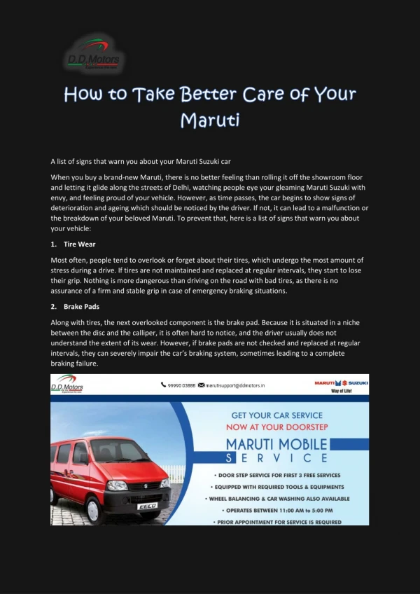 How to Take Better Care of Your Maruti