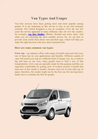 Van Types And Usages - slide 1