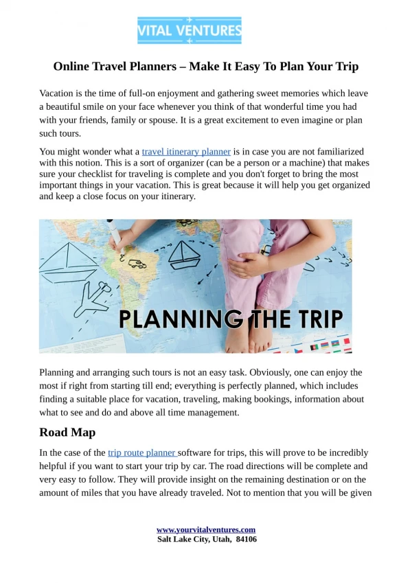 Online Travel Itinerary Planner