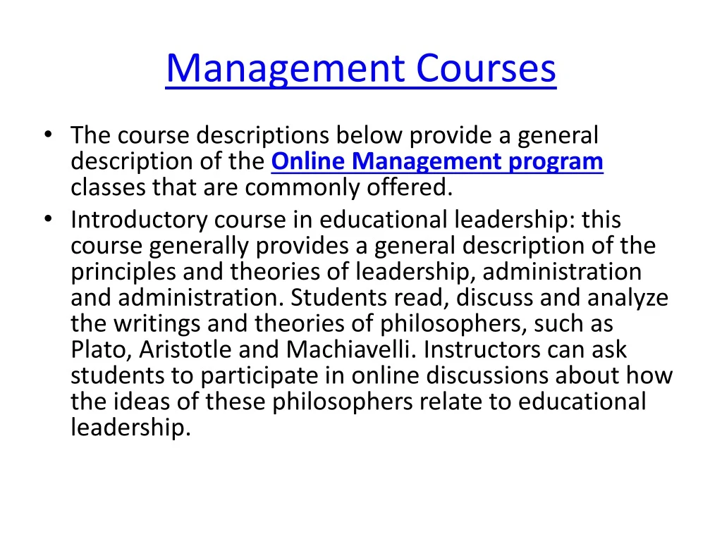management courses
