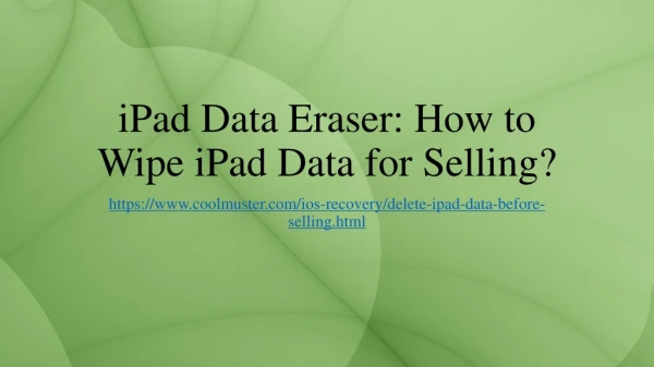 How to Delete/Erase iPad Data before Selling?