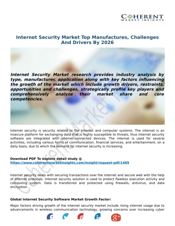 Internet Security Market Top Manufactures, Challenges And Drivers By 2026