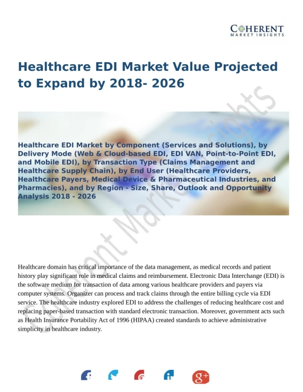 Healthcare EDI Market Is Booming Across the Globe Explored in Latest Research 2018 - 2026