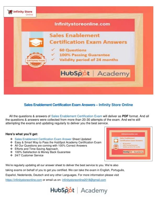 Sales Enablement Certification Exam Answers – Infinity Store Online