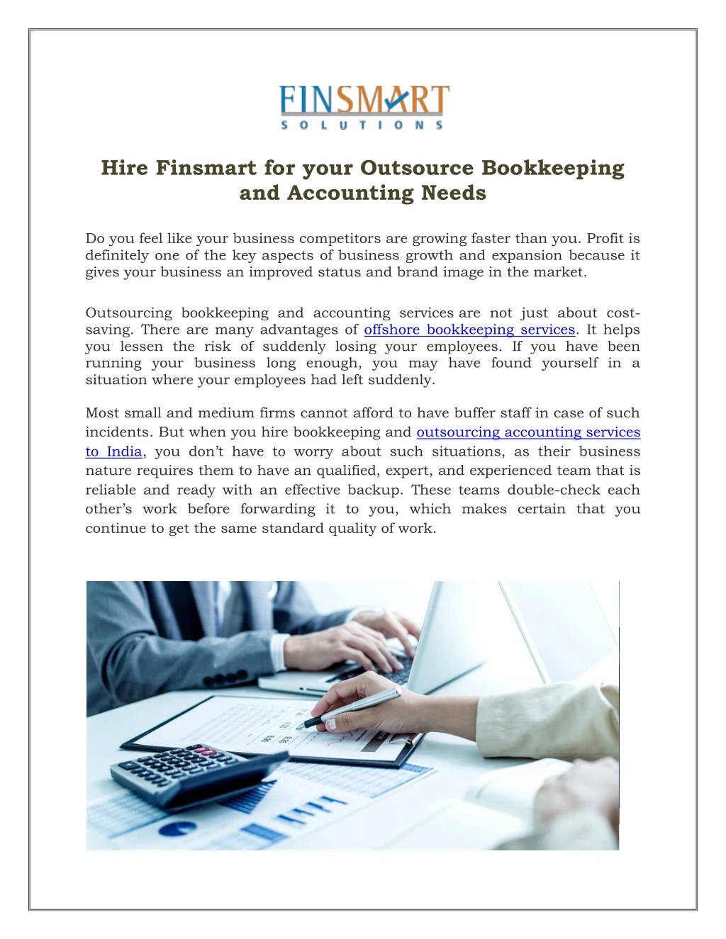 hire finsmart for your outsource bookkeeping