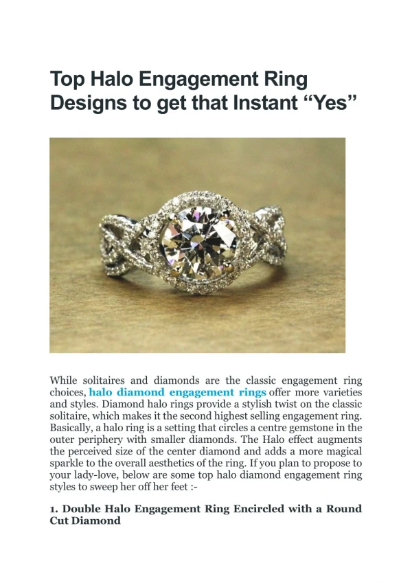 Top Halo Engagement Ring Designs to get that Instant “Yes”