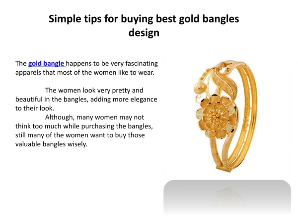 Simple tips for buying best gold bangles design