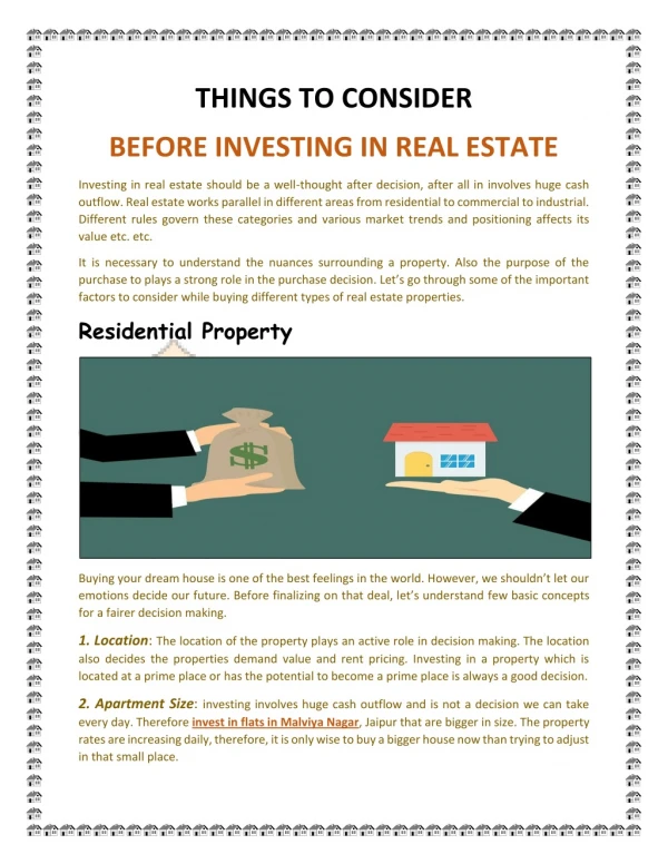 Things to Consider Before Investing in Real Estate