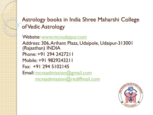 Astrology books in India Shree Maharshi College of Vedic Astrology