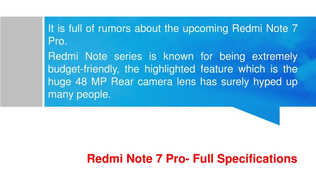 redmi note 7 pro full specifications