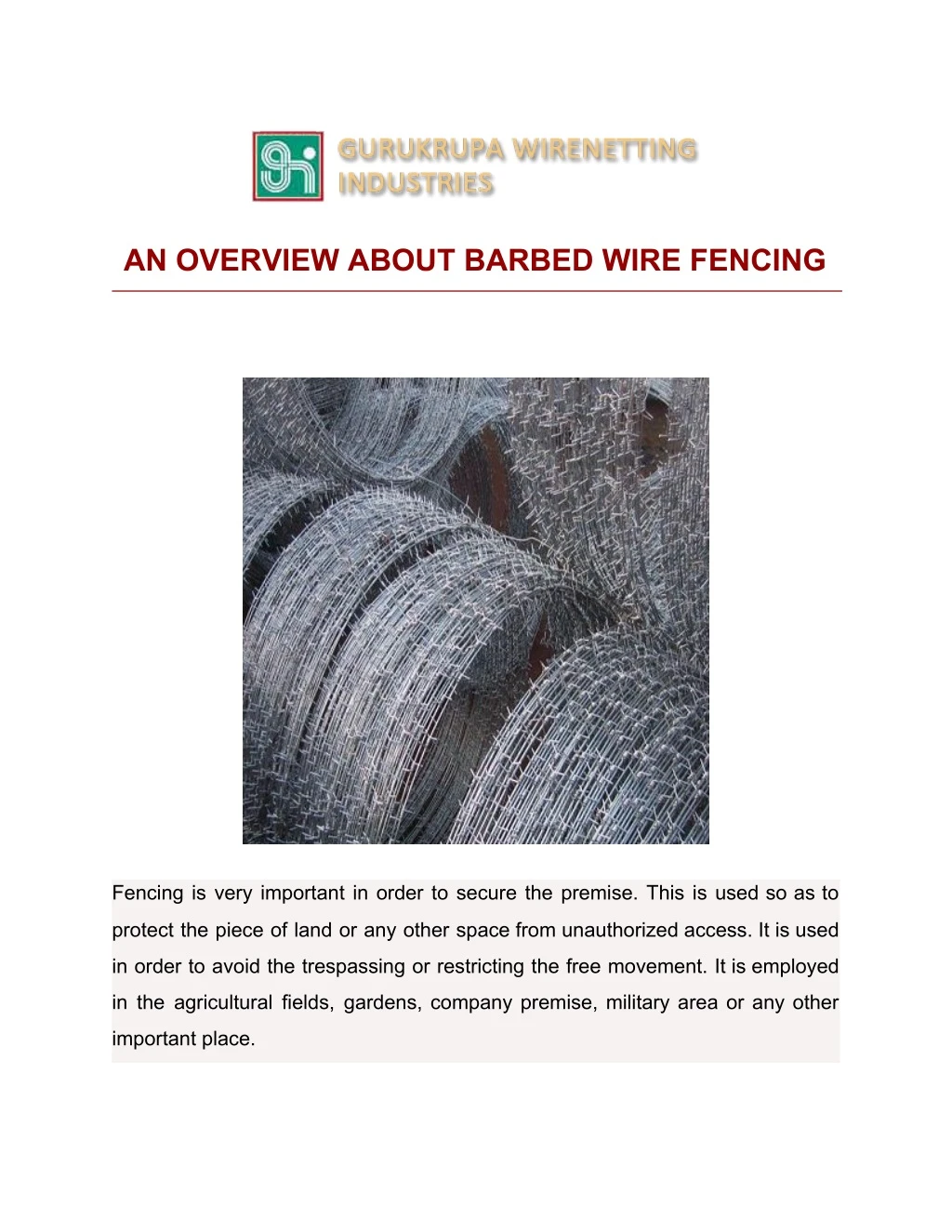 an overview about barbed wire fencing