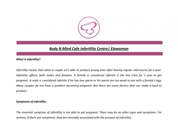Body N Mind Cafe Infertility Centre| Elawoman