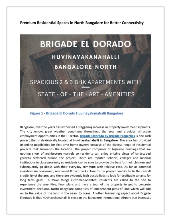 Brigade ElDorado Spacious 2 & 3 BHK Apartments