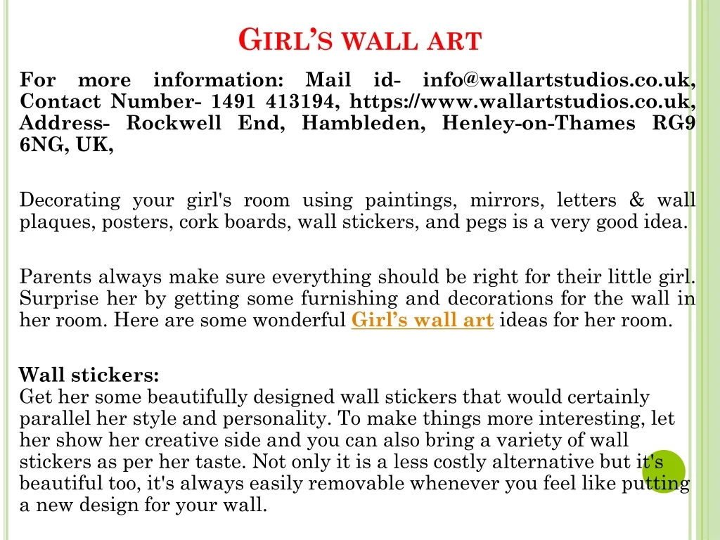 girl s wall art