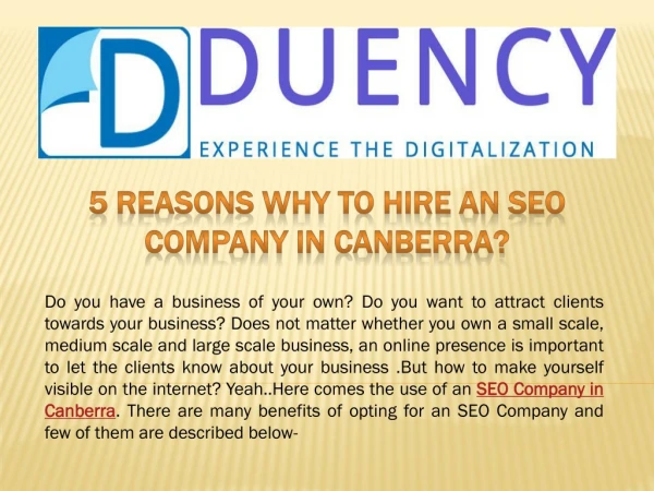 5 Reasons why to hire an SEO Company in Canberra?