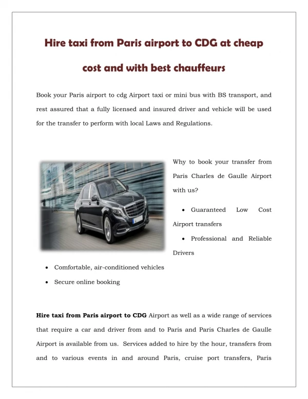 Car hire from Beauvais to Orly