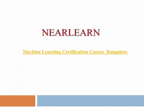 Best institute for machine learning in Bangalore