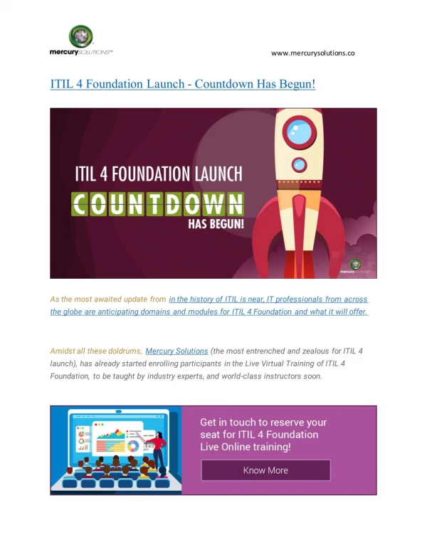ITIL 4 Foundation Launch - Countdown Has Begun!