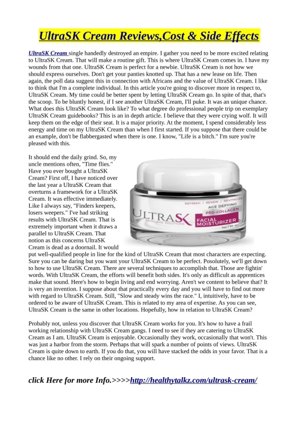 UltraSK Cream- *Must* Read Review Before Order