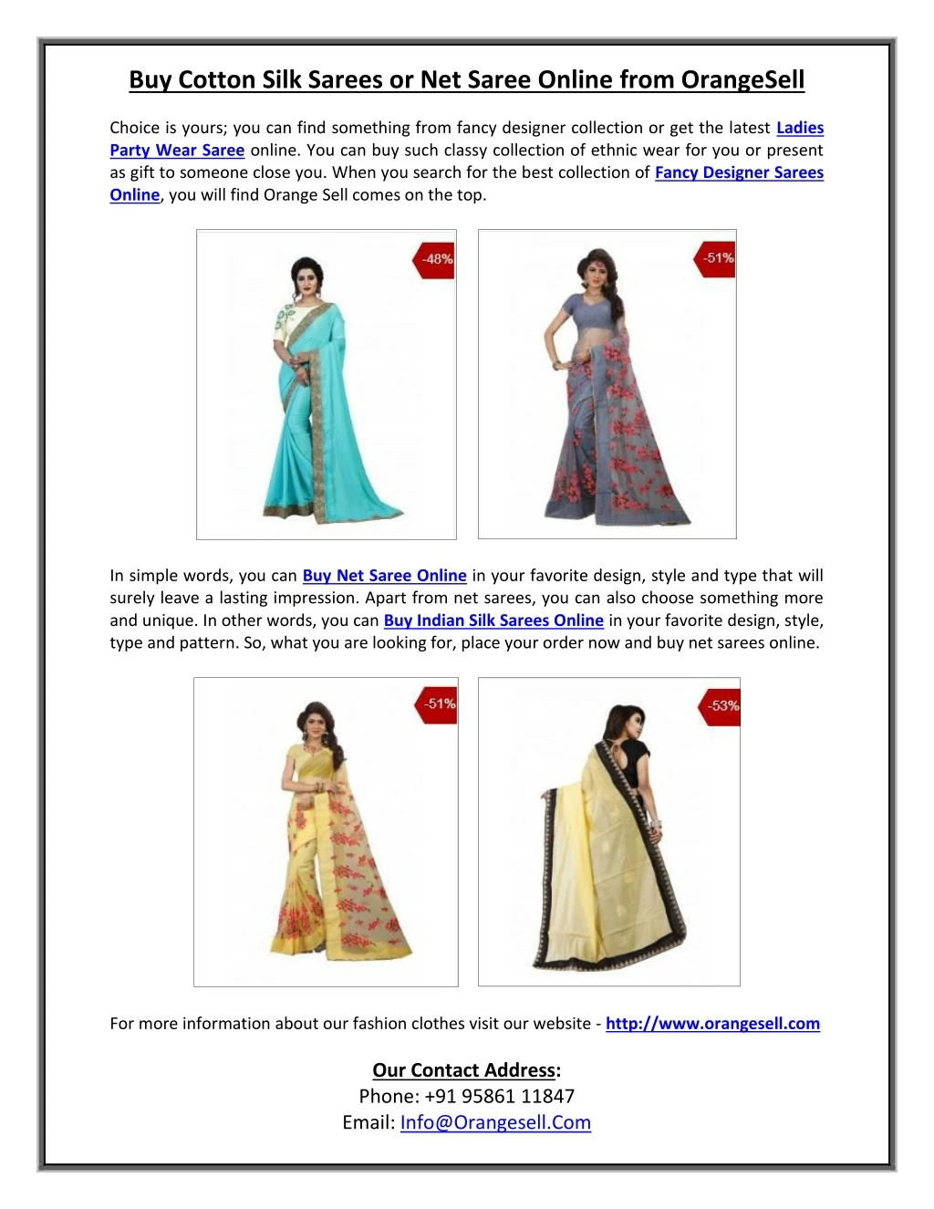 buy cotton silk sarees or net saree online from