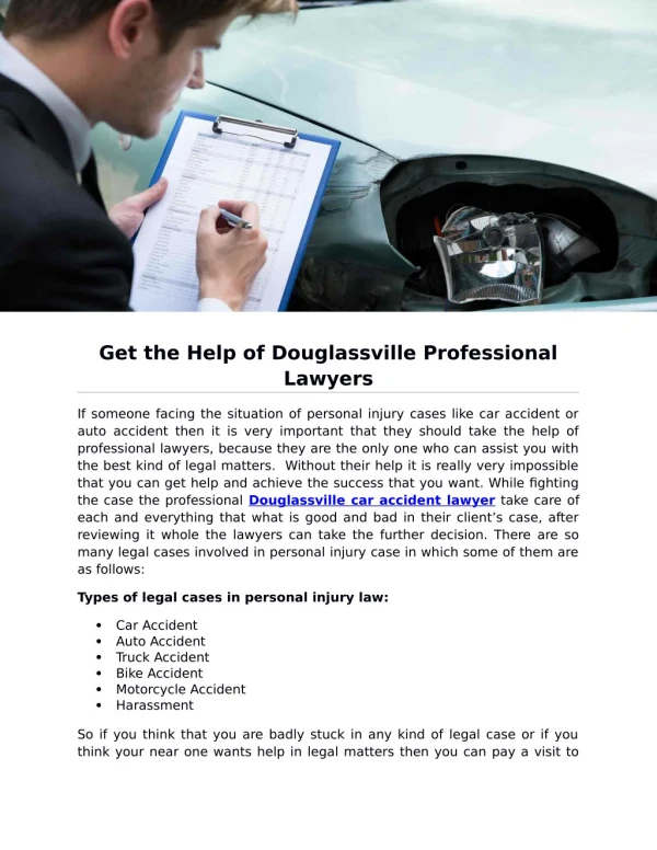 Get the Help of Douglassville Professional Lawyers