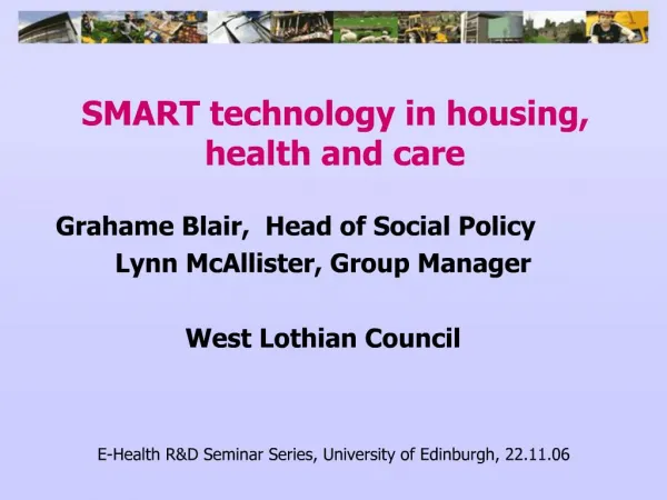 SMART technology in housing, health and care