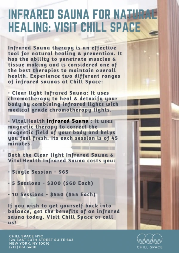 Infrared Sauna for Natural Healing: Visit Chill Space