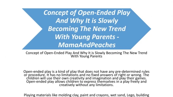 Concept of Open-Ended Play And Why It is Slowly Becoming The New Trend With Young Parents - MamaAndPeaches
