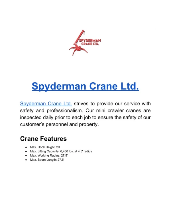 Spyderman Crane Ltd