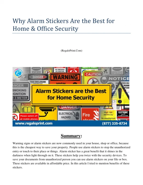 Why Alarm Stickers Are the Best for Home & Office Security