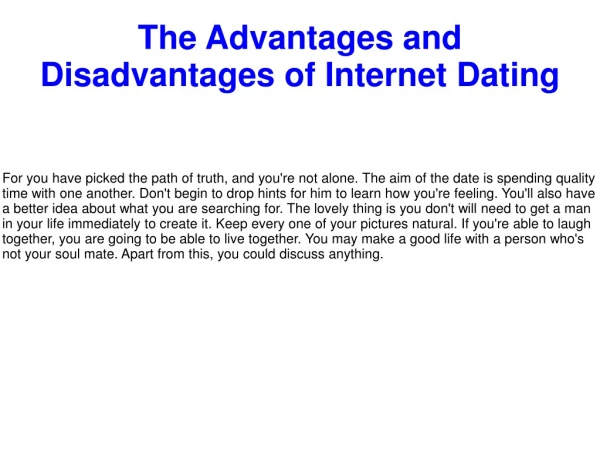 The Advantages and Disadvantages of Internet Dating