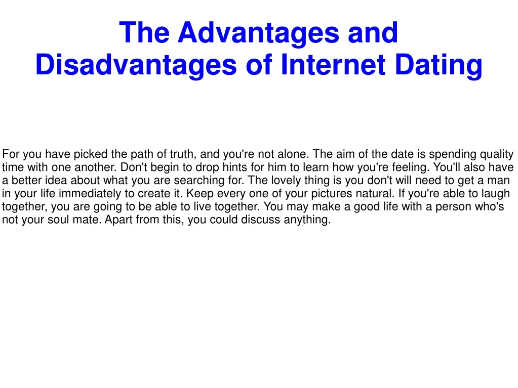 the advantages and disadvantages of internet dating