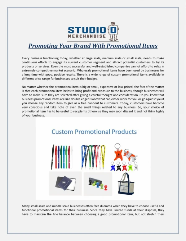 Promoting Your Brand With Promotional Items