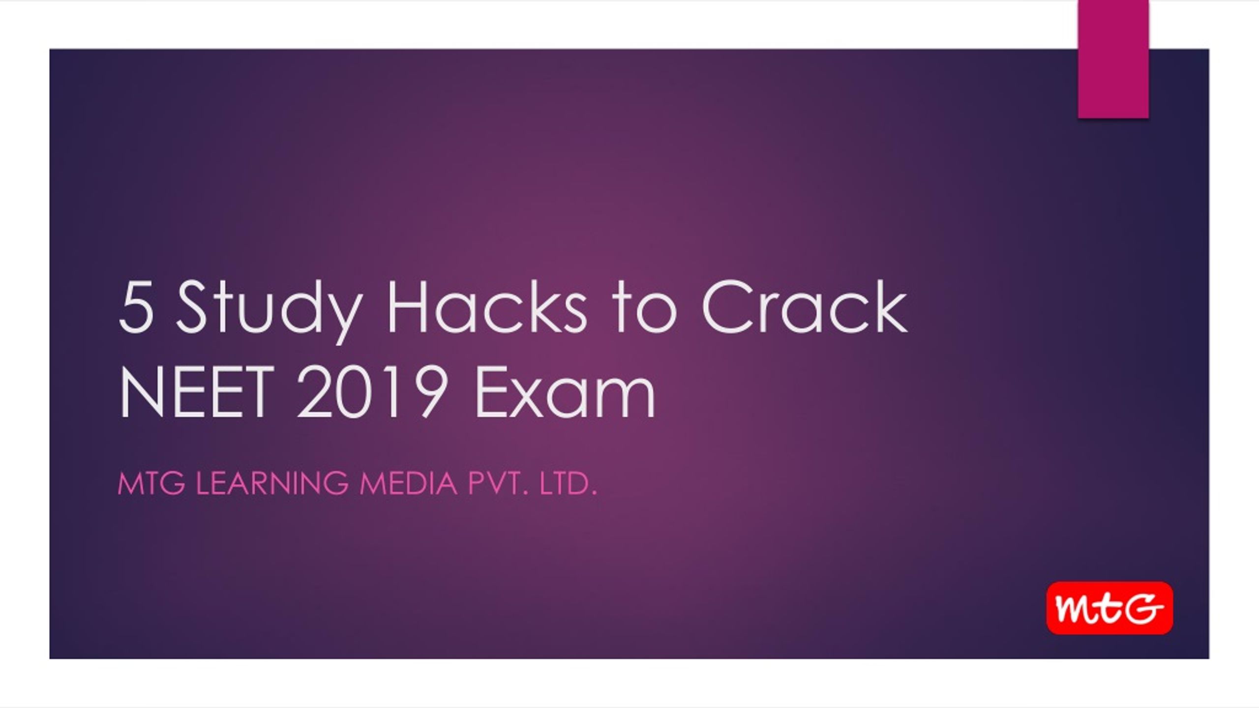 PPT - 5 Study Hacks to Crack NEET 2019 Exam PowerPoint Presentation ...