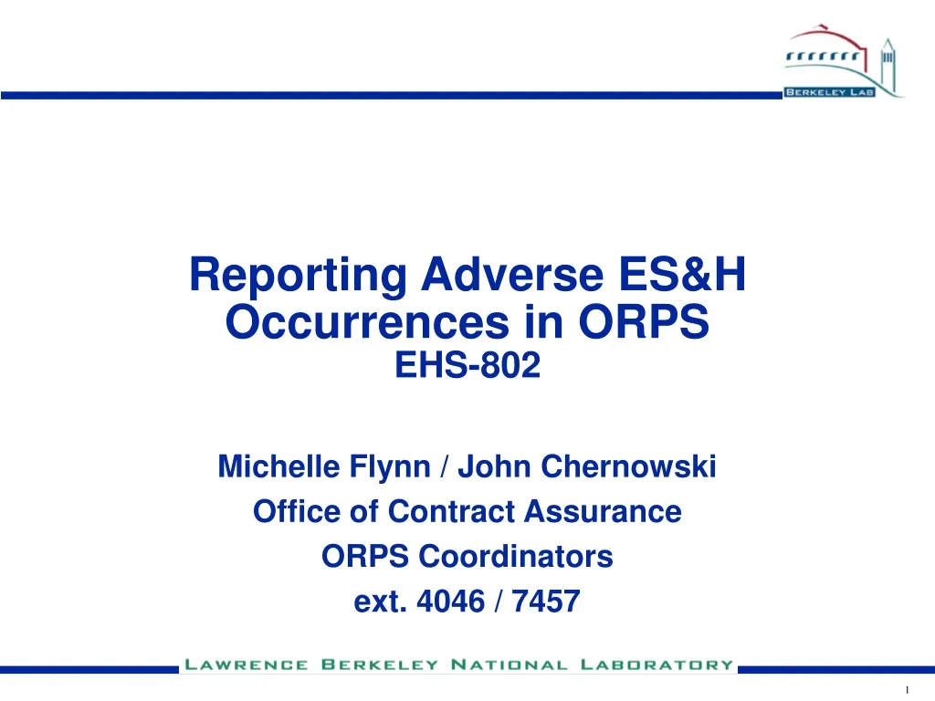 reporting adverse es h occurrences in orps ehs 802