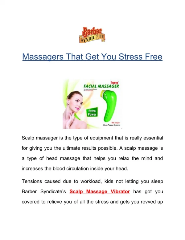 Massagers That Get You Stress Free