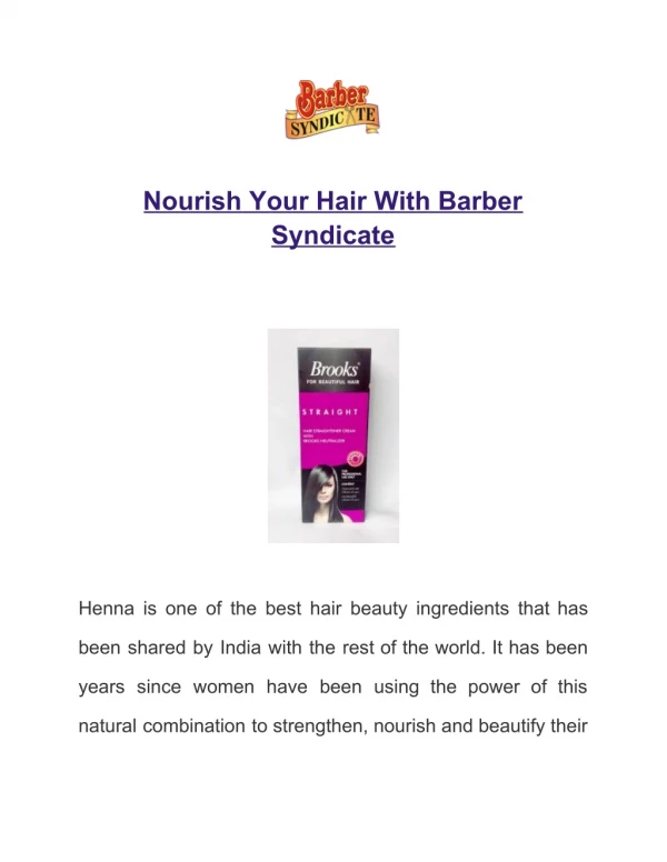Nourish Your Hair With Barber Syndicate