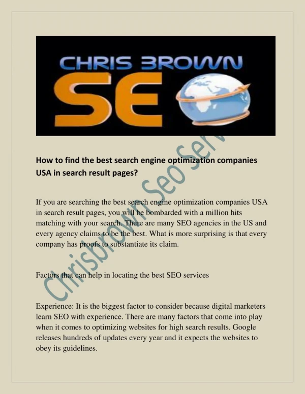 How to find the best search engine optimization companies USA in search result pages?