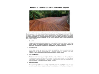 Benefits of Choosing Ipe Decks for Outdoor Projects - slide 1