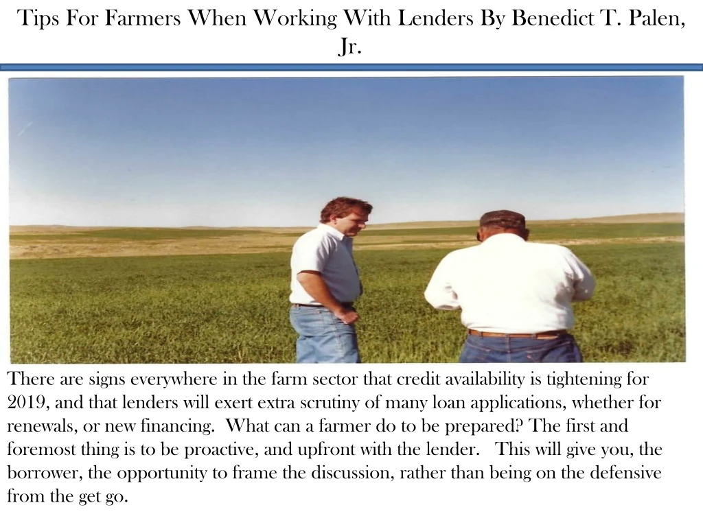 tips for farmers when working with lenders