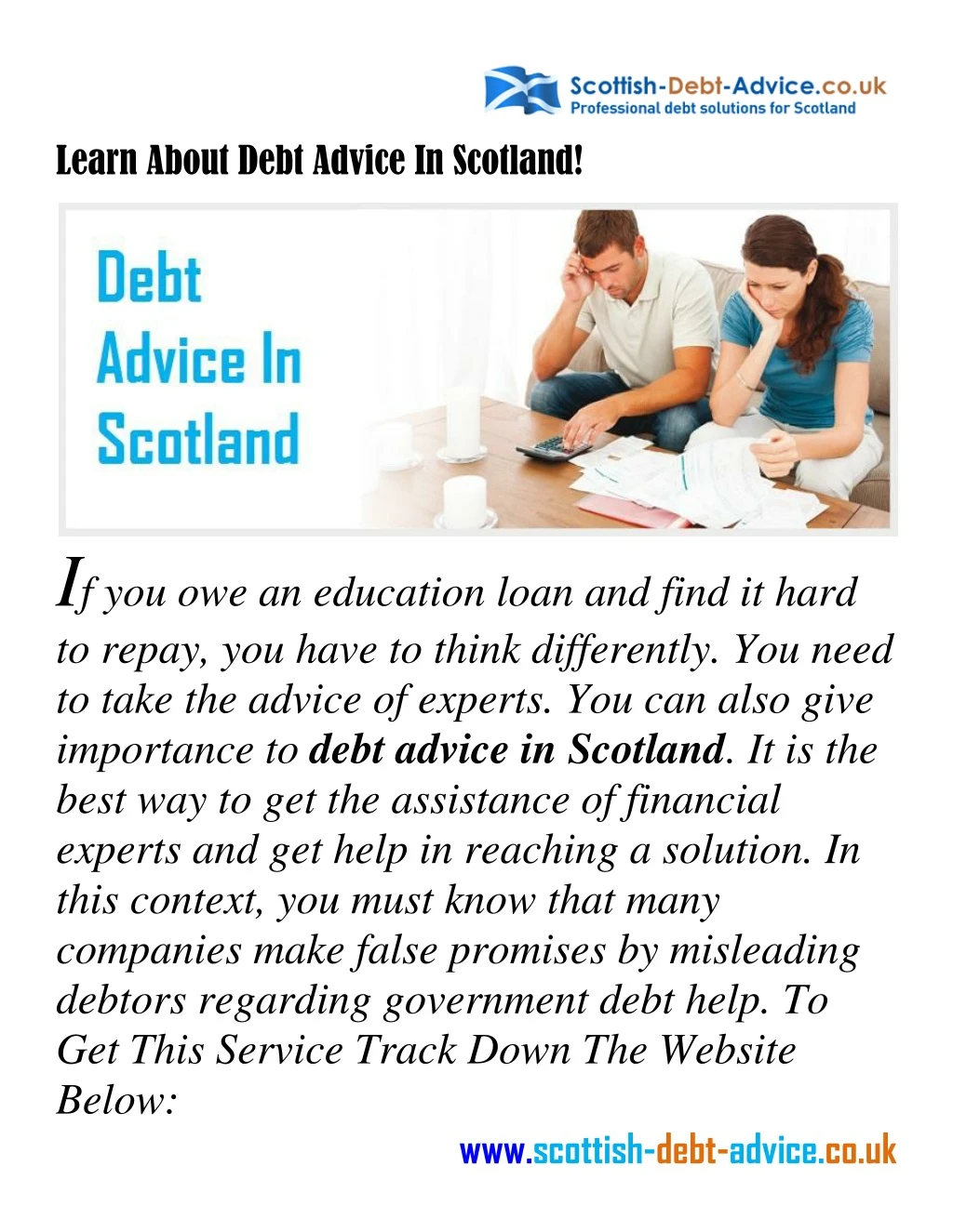 learn about debt advice in scotland