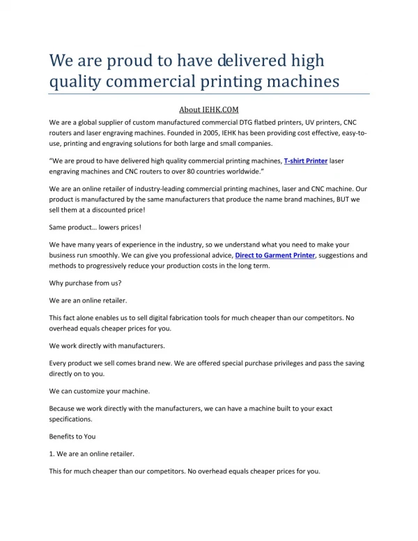 Direct to Garment Printer
