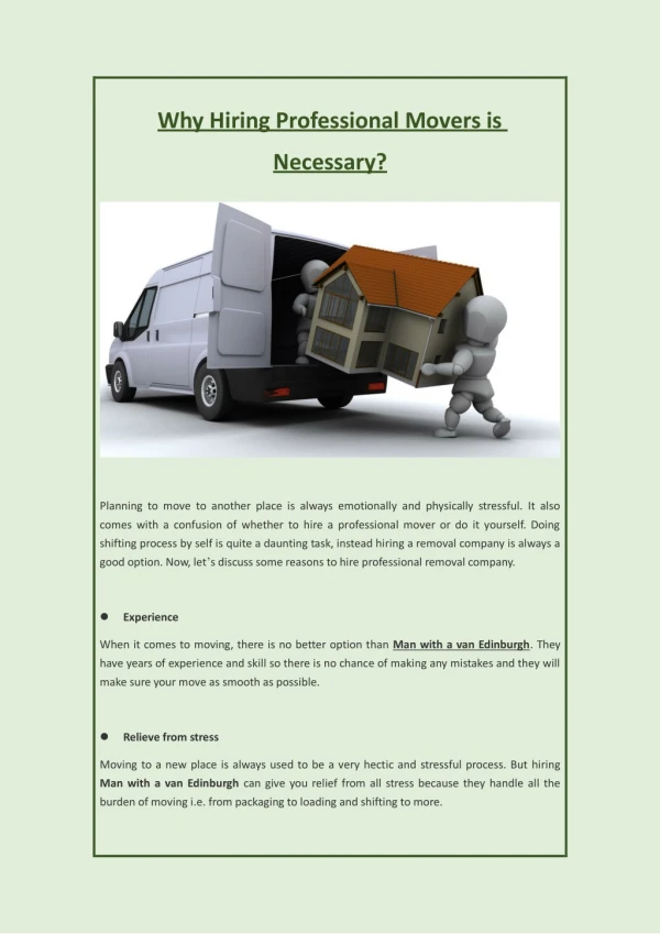 Why Hiring Professional Movers is Necessary?