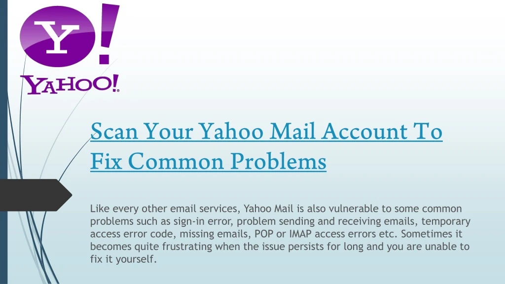 scan your yahoo mail account to fix common problems