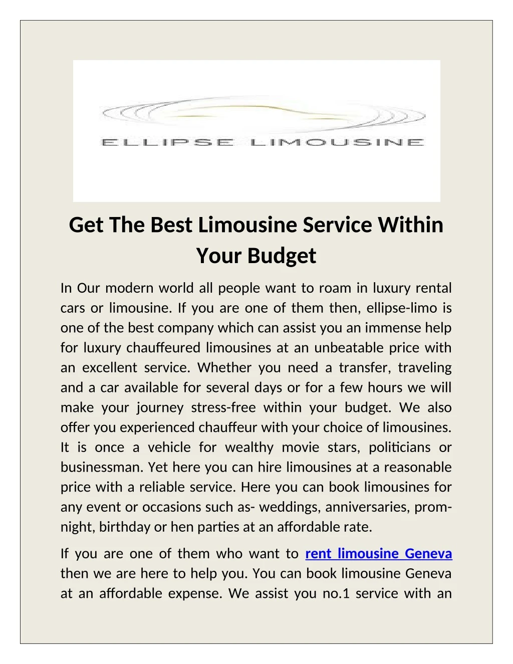get the best limousine service within your budget