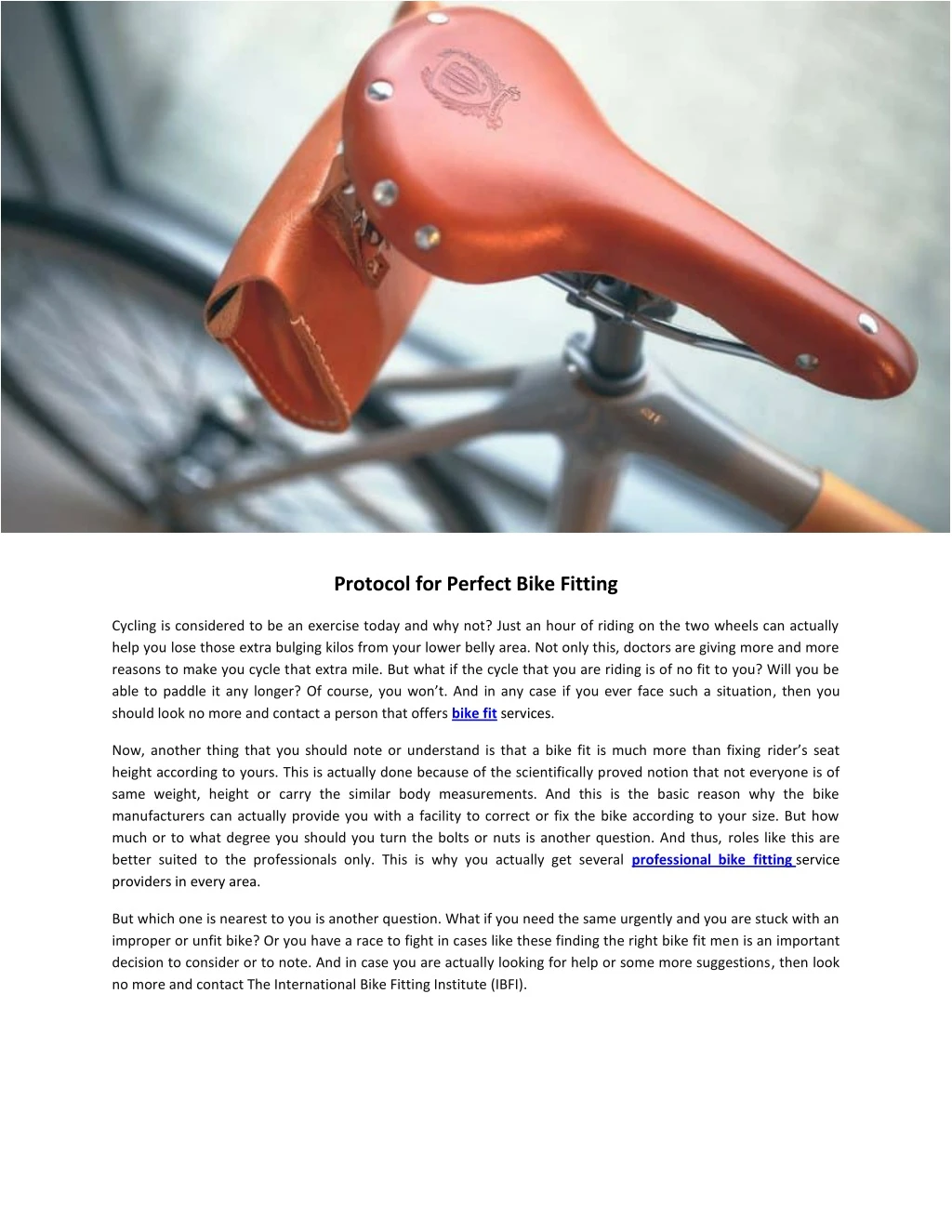 protocol for perfect bike fitting