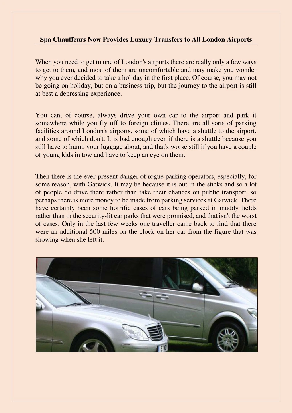 spa chauffeurs now provides luxury transfers