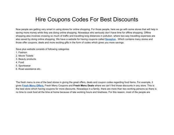 Hire Coupons Codes For Best Discounts