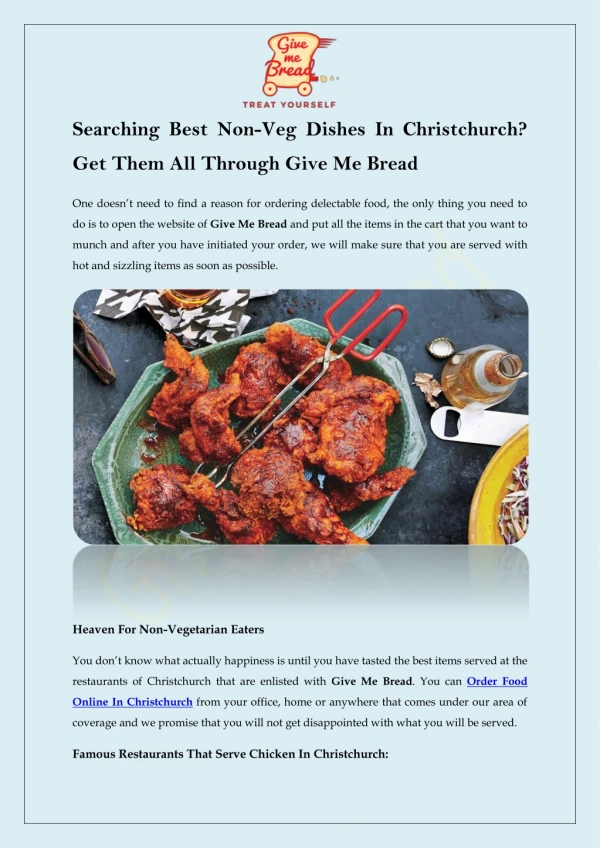 Searching Best Non Veg Dishes In Christchurch Get Them All Through Give Me Bread